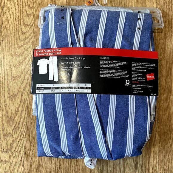 Hanes Short Sleeve Crew & Woven Pant Set Oatmeal Heather Medium - Picture 6 of 10